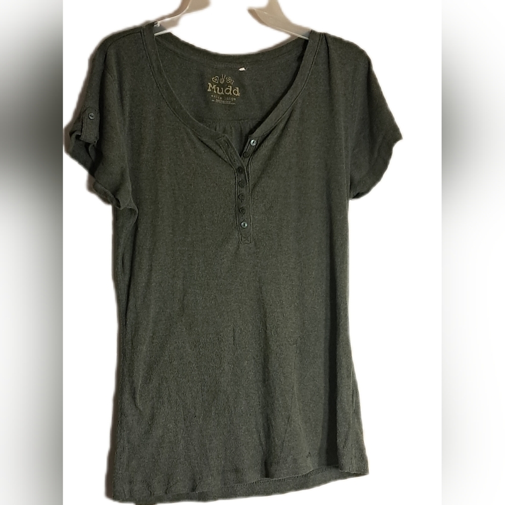 3 For $12 Mudd Green Relaxed Polo Tee with Cuffed Sleeves